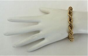 VERONESE ITALY 18K GOLD VERMEIL STERLING SILVER  THICK ROPE CHAIN BRACELET 9" 
