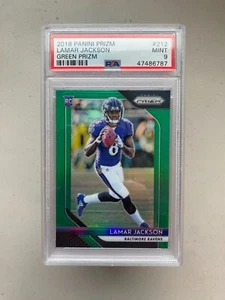 2018 PANINI PRIZM Lamar Jackson #212 Green Prizm Ravens RC Rookie PSA 9 - Picture 1 of 1