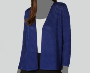 $69 Alfani Women's Blue 3/4 Sleeve Open Front Textured Cardigan Sweater Size S - Picture 1 of 1