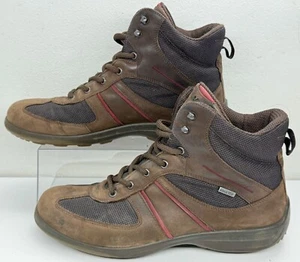 ECCO Brown Leather Mesh GORE-TEX Ankle Hiking Boots Men’s Size 42 Outdoor READ - Picture 1 of 15