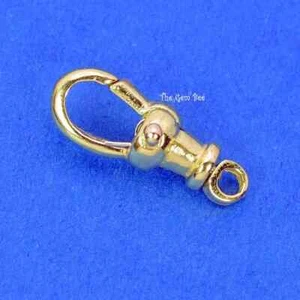 5.3mmx14.5mm Small 18k Solid Yellow Gold Swivel Push Lock Dog Clip Antique Clasp - Picture 1 of 7