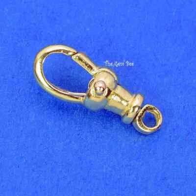 5.3mmx14.5mm Small 18k Solid Yellow Gold Swivel Push Lock Dog Clip Antique Clasp - Image 1 of 4