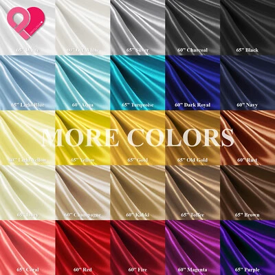 60"-65" Premium BRIDAL SATIN FABRIC 60 Color Silky Smooth Ultra Shiny 156g Soft - Image 1 of 4