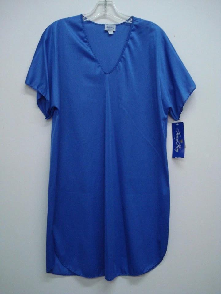 USA Made Nancy King Lingerie Soft Luster Nylon Sleepshirt Size S Royal #585Q - Image 1 of 1