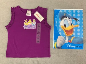 Disney Store Girls Ruffle Shirt Size 4/5 XS Purple with Princesses - Very Cute! - Picture 1 of 7