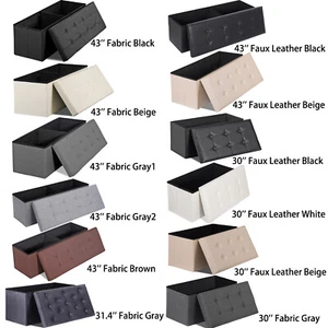 Folding Storage Ottoman Bench Foot Rest Foot Stool for Bedroom Entryway Indoor - Picture 1 of 93