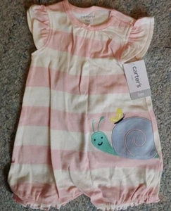 Carter's Baby Girls Stripe Romper. New With Tags. Pink/white. Size 3 Months. - Picture 1 of 3