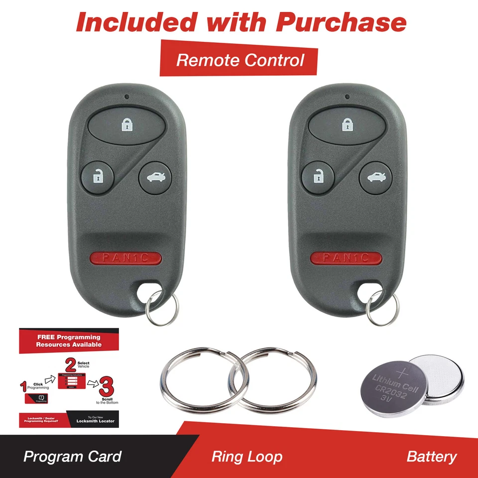 2 for 1998 1999 2000 2001 2002 Honda Accord DX EX LX Acura TL Remote Car Key Fob