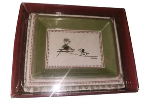 HALLMARK Peanuts Snoopy set of 3 snack trays plates retro winter scenes in box - Picture 1 of 4