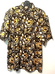 Woodin lässiges kurzärmliges Herrenhemd mit Knopfleiste braun/gelb African Inspire XL - Bild 1 von 10