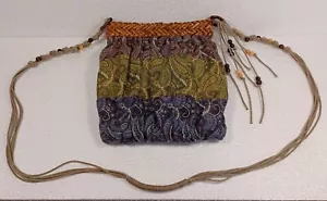 Cartera Sun N Sand Boho Multicolor Verano Playa Tela Con Acentos de Paja y Cuentas - Imagen 1 de 13