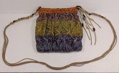 Cartera Sun N Sand Boho Multicolor Verano Playa Tela Con Acentos de Paja y Cuentas Foto 1 de 4