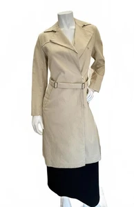 Max Studio Beige Cotton Blend Trench Coat Belted Jacket Women’s XS Hong Kong - Picture 1 of 8