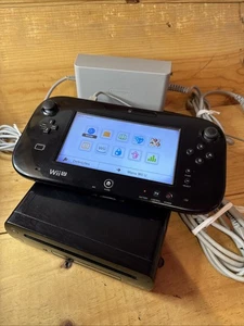Console Nintendo Wii U Game pad Câbles PAL 32Go Noir Testé Et Fonctionnelle - Imagen 1 de 20