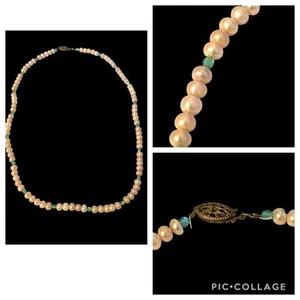 Nachlassfund Vintage Faux weiße Perlenkette filigran Sicherheitsverschluss 18" zierlich - Bild 1 von 13