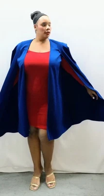 Women's Blue Cape Sleeve Coat - Image 1 of 4
