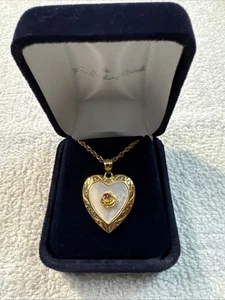 Heart Rose Daughter Danbury Mint Vermeil Sterling Silver Heart Pendant Necklace - Picture 1 of 6