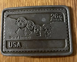 Vintage Mount Rushmore 26 Cent Briefmarke USA rechteckige Gürtelschnalle - Bild 1 von 3