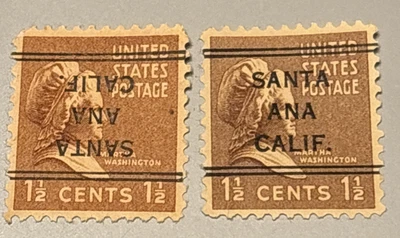 2 SANTA ANA CALIF DEL PRECANCEL TYPE 246 1 INVERTED SC 805 PREXY B33 - Image 1 of 4