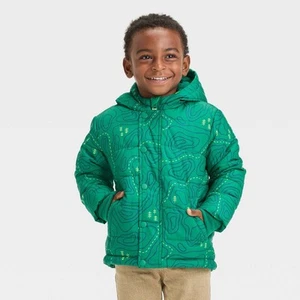 Toddler Boys' Heavy Weight Puffer Jacket - Cat & Jack Green 4T - Picture 1 of 3