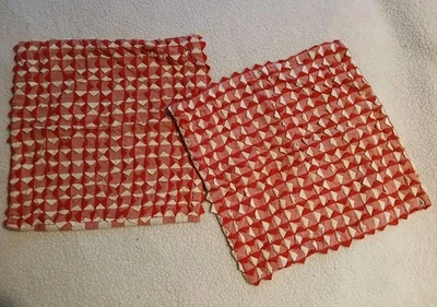 2 винтажных красных клетчатых текстурированных наволочки для коттеджа фермы домашнего изготовления 16 дюймов - Изображение 1 из 4