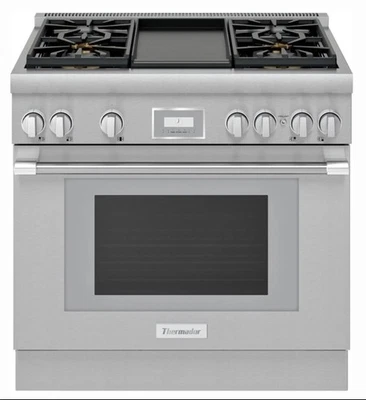 Thermador 36 pulgadas independiente doble combustible rango inteligente, PRD364WDHU ¡Limpio! Foto 1 de 4