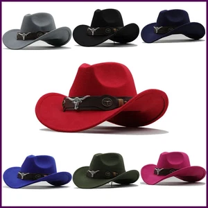 TALLA GRANDE 60CM Mujer Hombres Negro Lana Chapeu Western Sombrero de Vaquero Caballero Jazz - Imagen 1 de 35