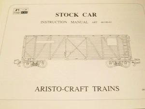 G SCALE ARISTOCRAFT TRAINS STOCK CAR INSTRUCTION BOOKLET - EXC.-SR103 - Picture 1 of 1