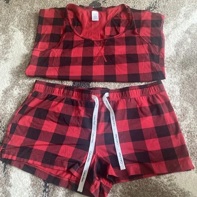 Camiseta sin mangas Calvin Klein para mujer, conjunto de pijama corto Buffalo Check talla L Foto 1 de 4