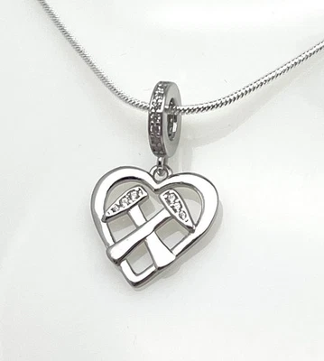 Hammers Heart Pendant Necklace & Gift Box West Ham Fan 💜 925 Sterling Silver - Image 1 of 4