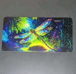 Dragonfly Metal Car License Plate Fun Celestial Fantasy Nature Colorful  - Picture 1 of 3