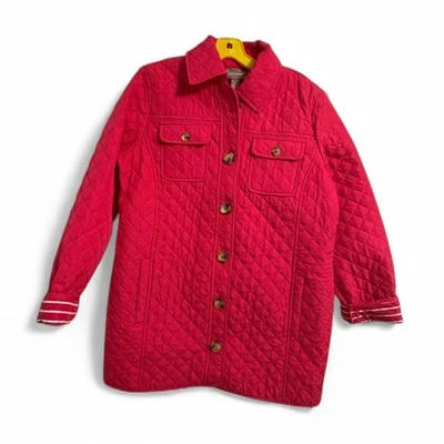 Chaqueta Chico's Rosa Acolchada Botón Frontal Talla 1/Mediana Abrigo Preppy Otoño Foto 1 de 4