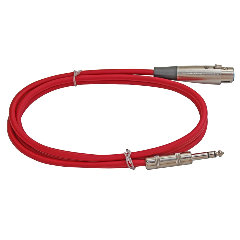 6ft foot feet RED 1/4 TRS to XLR Female audio Patch Cable mic microphone cord - Image 1 of 1