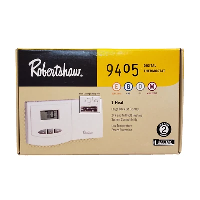 Robertshaw 9405 / T8400B Digital Thermostat 1 HEAT Non-Program 24-30VAC Milivolt — 第 1/4 张图片