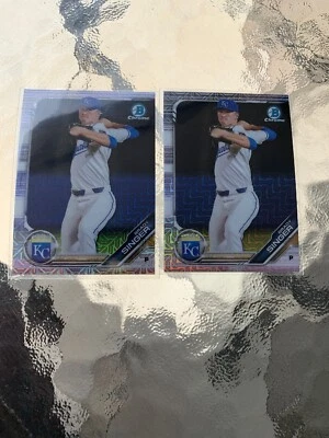(2) 2019 Bowman Chrome Mega Box Mojo Refractor  Brady Singer LOT BCP110 Royals - Image 1 of 3