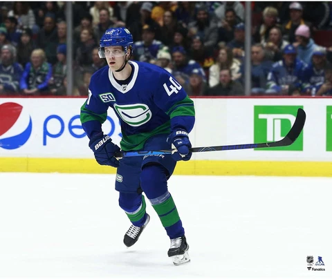 Elias Pettersson Vancouver Canucks Blue Alternate Jersey Skating 20" x 24" Photo Cover