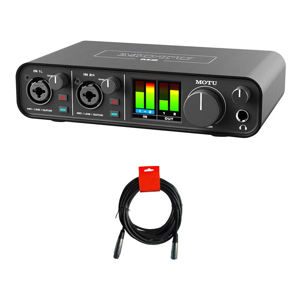 Motu M2 2x2 USB-C Audio Interface with XLR-XLR Cable Bundle - Image 1 of 4