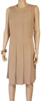 Vestido Plisado Raoul 100% Seda "Kate" Cambio en Sésamo Talla 12 NUEVOS CON ETIQUETAS $395 Foto 1 de 4