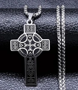 Collar colgante cruz nudo trinidad celta irlandesa de acero inoxidable para hombre - Imagen 1 de 4