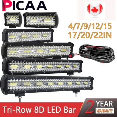 3-Row 8D Led Work Light Bar 12V 4-22'' Combo Beam Offroad Boat  Lamp for Jeep CA - Imagen 1 de 4