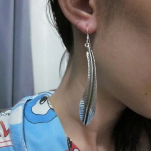 FINE SILVER EARRINGS 925 STERLING LONG STYLES WOMEN PRECIOUS FASHION JEWELRY - Picture 1 of 9