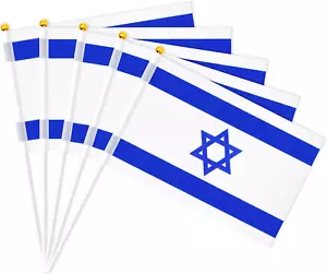 20 Pack Small Israel Flag Stick 5'' X 8'' - Handheld Waving Israeli Flags - Picture 1 of 12