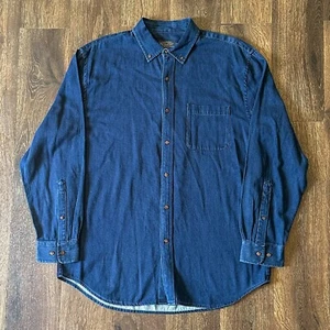 Pendleton Button Down 1 Pocket Shirt 100% Cotton Soft Denim Mens Large - Picture 1 of 8