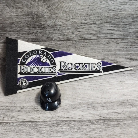 Vintage Laich MLB Matching Mini Helmet & Pennant  - Colorado Rockies Cover