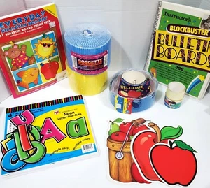 BULLETIN BOARD LOT books borders letters cutouts teacher Classroom Home School - Picture 1 of 11