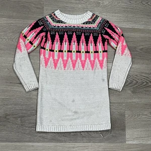 Cat & Jack Girls Sweater XS X-Small (4-5) Geometric Knitted Multicolor Christmas - Picture 1 of 11