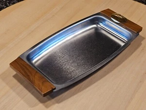 Vintage Stainless Steel & Wood MCM Flair by Foley Single Server Snack/Nut Tray - Picture 1 of 11
