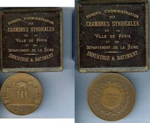 Tischmedaille - PARIS 1910 Gewerkschaftskammern Industrie und Bau SEINE - Bild 1 von 1