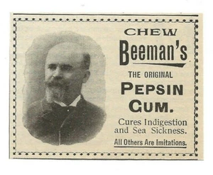 QUACK MEDICINE - 1897 Beeman’s Pepsin Gum Ad - Verdauungsstörungen - Seekrankheit - Bild 1 von 2
