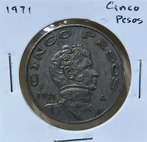 1971 Cinco Pesos - Mexican Coin - Free Shipping! - Picture 1 of 2